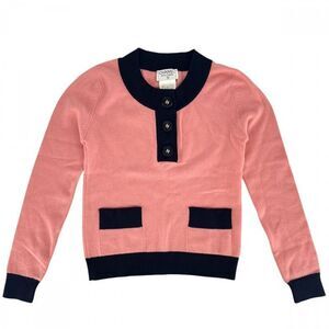 Chanel Knit Ladies Coco Mark Bicolor Clothes Apparel Tops Chanel 40 Pink Navy